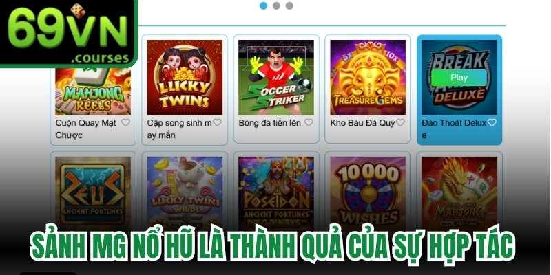 Sảnh MG nổ hũ là thành quả của sự hợp tác giữa các nhà phát triển trò chơi 